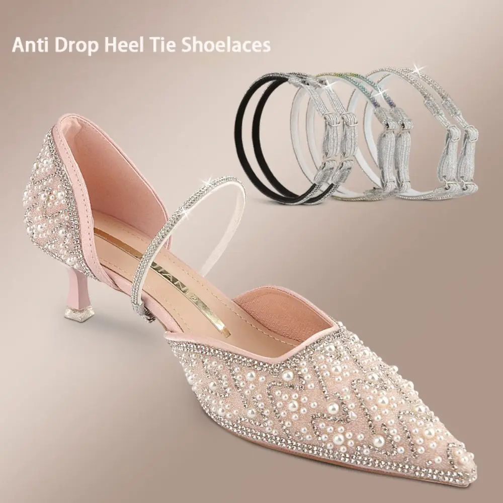1Pairs Women Lazy Shoeslaces Anti-skid Bundle Laces High Heels Shoe Belt Adjustable Free Triangle Ankle Holding Shoe Decorations image 4