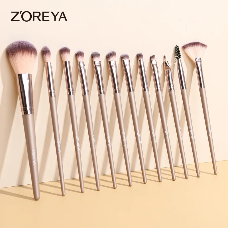 Zoerya Beauty Tools Storage Bag Eyelash Roll Eye Shadow Powder 12 Pieces Makeup Brush Set