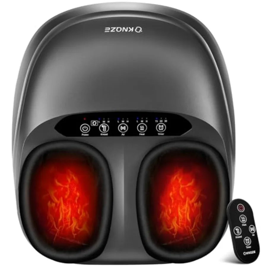 

Массажер для ног Шиацу с подогревом и пультом ДУ, модель 2026, улучшенный, для глубокого разминания, при плантарном фасциите и невропатии, 3 насадки