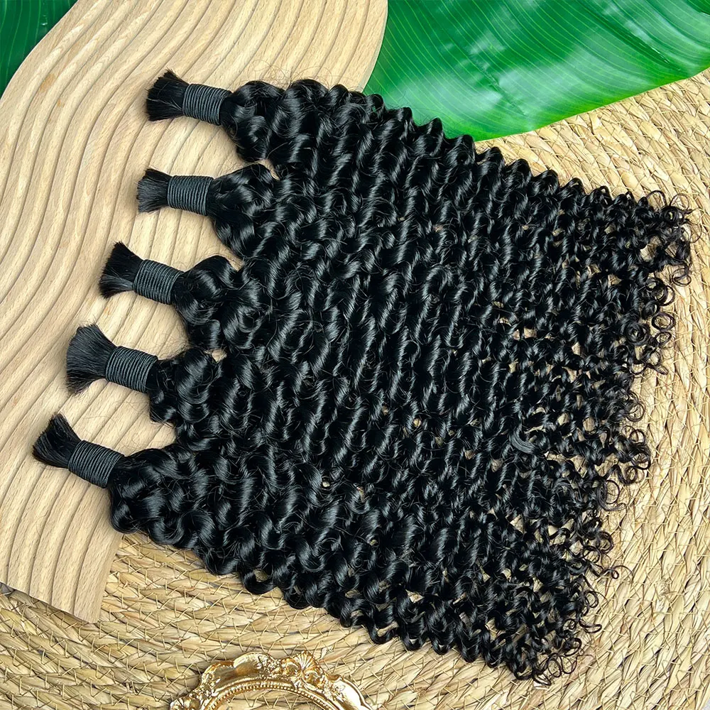 

Bulk Braiding Hair 100% Human hair Deep Curly Wave Unprocessed No Weft Boho Braid Human Hair Bulk Extensions Brazilian Remy Hair