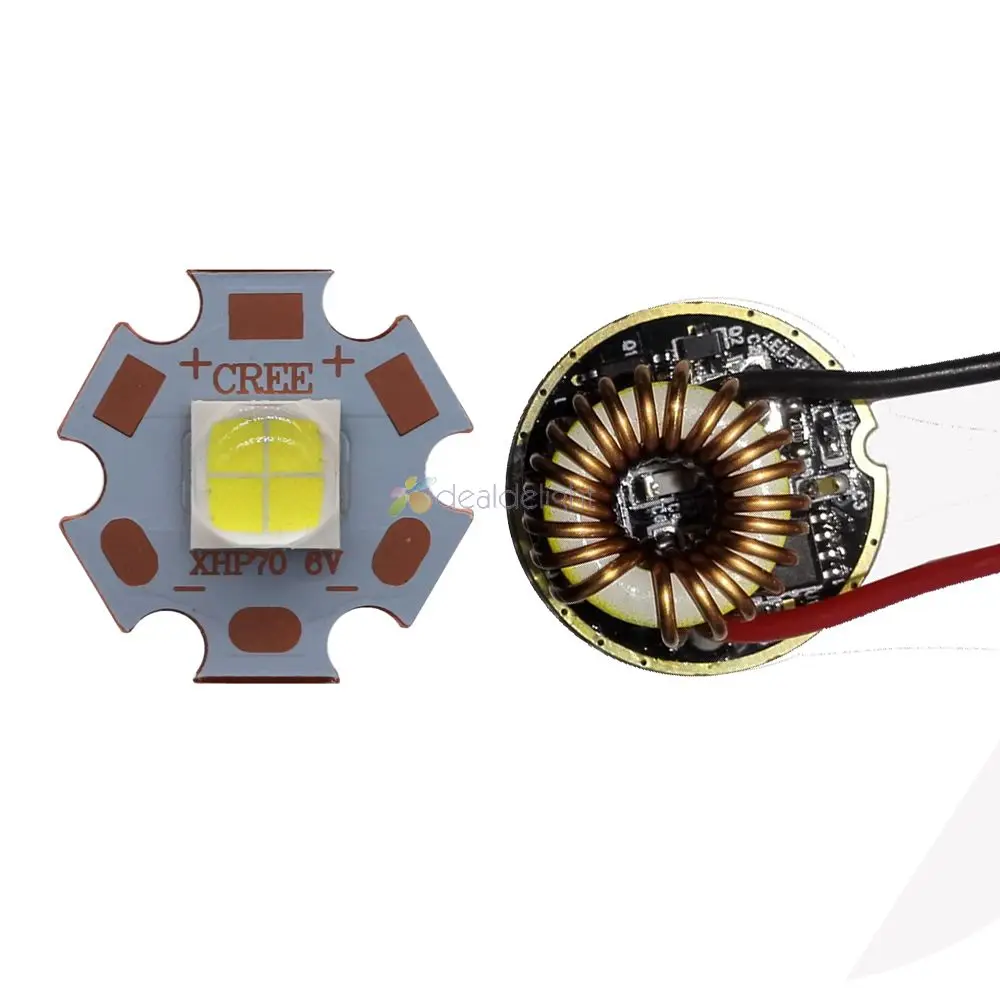 XHP70 6V 6500K chłodny biały, 5000K neutralny biały, 3000K ciepły biały wysokiej dioda LED dużej mocy emiter z trybem 26mm 1 lub 5 trybami kierowcy