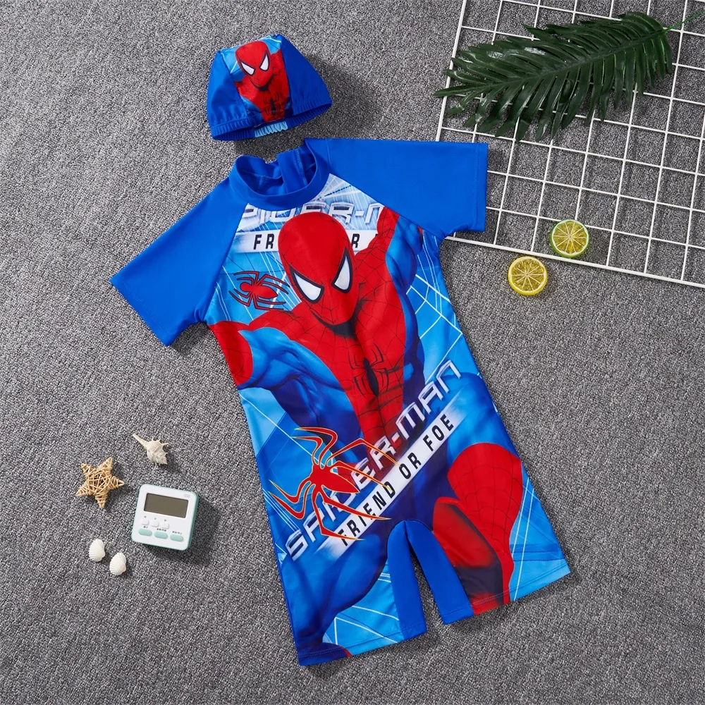 Traje de baño de una pieza para niños, bañador corto de surf, ropa de playa, traje de buceo de Spider-Man, novedad