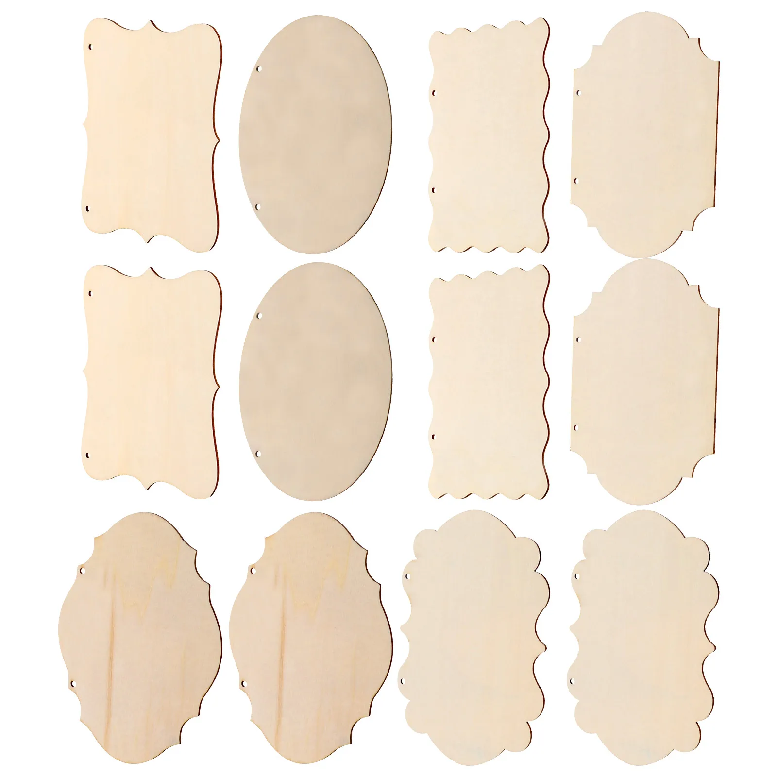 

12 Pcs Blank Door Sign Decorative Pieces Craft Supplies Unfinished Wood Crafts Reusable Chalkboard Signs Wood Plaques For Crafts