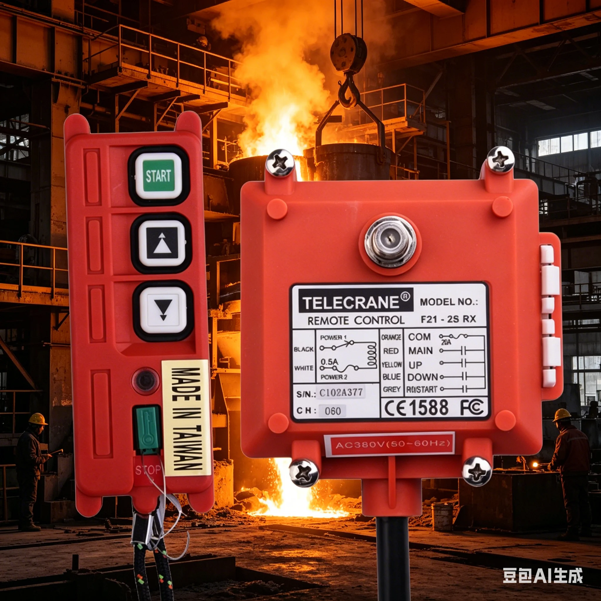 F21-2S 2 buttons singIe speed industrial Wireless Radio Crane Remote Control switches Hoist track crane Lift controller