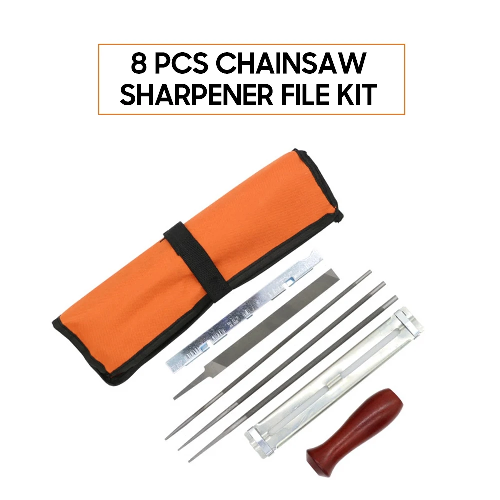 8 PCS Chainsaw Sharpener File Kit Hand Tool for Sharpening Electric Chain Saw Includes 5/32 3/16 7/32 Inch Round File, Flat File