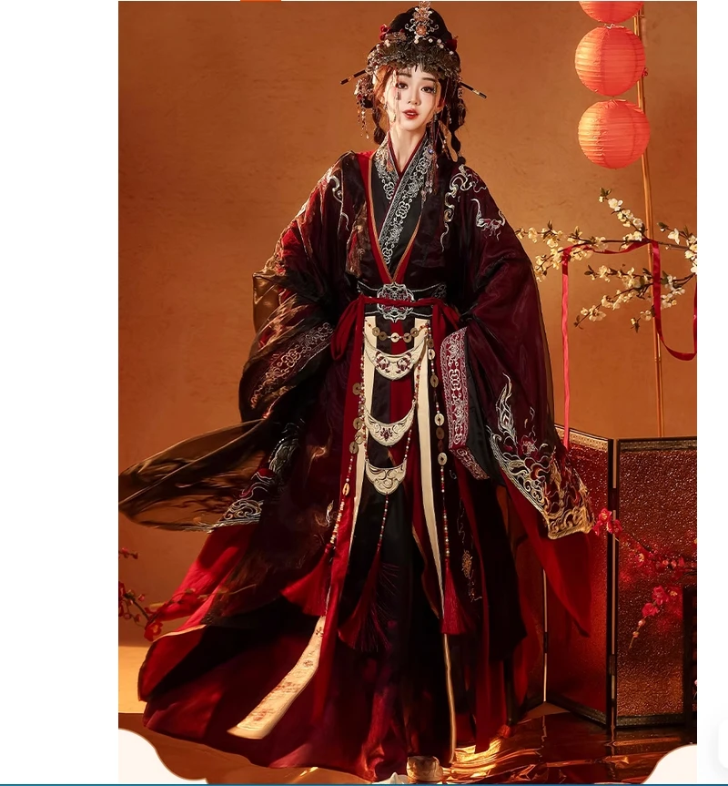 

Оригинальный Hanfu унисекс [Red Lotus Industry Fire] Прямой шлейф Warring States Robe Restoration Обустройство вышивки