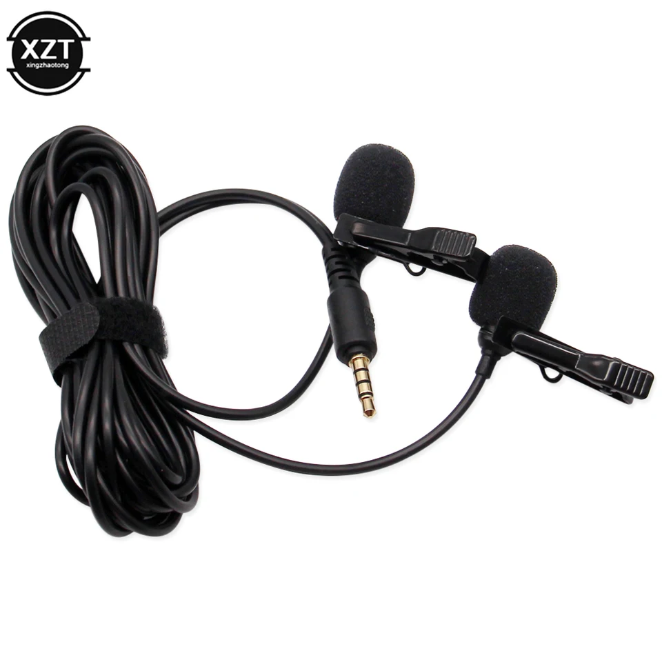 Micrófono de solapa con cable dual mini de 3.5mm para iOS Android smartphone PC laptop grabación 3