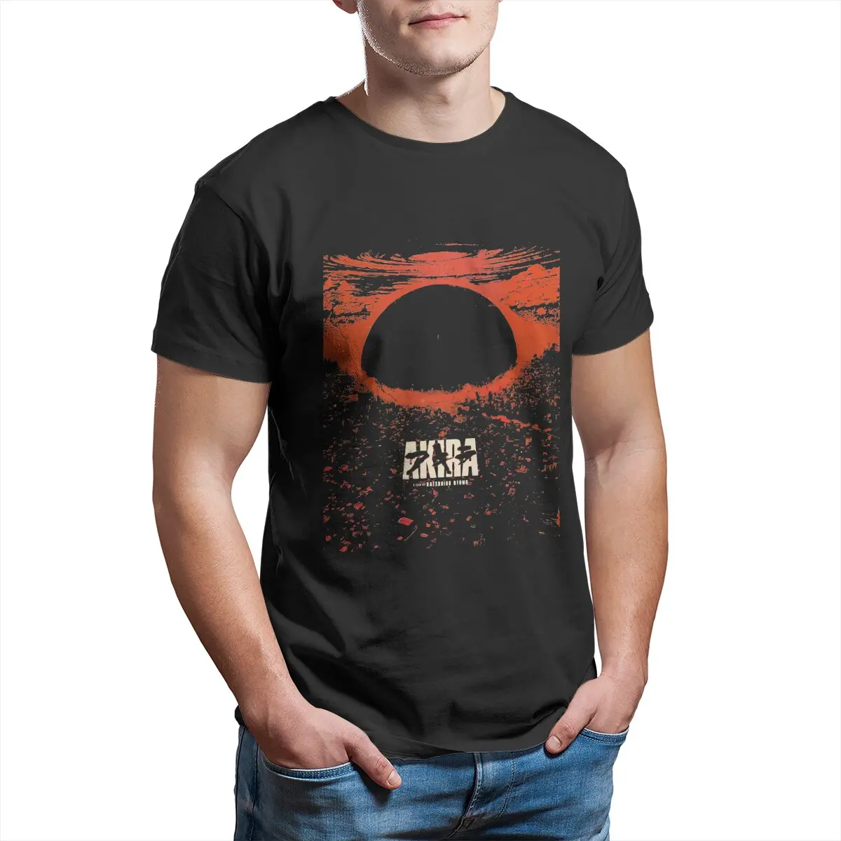 Akira City Explosion Poster  T-Shirt Men Industrial Factory Blade Runner Humor Cotton Tees Short Sleeve T Shirts Gift Clothing