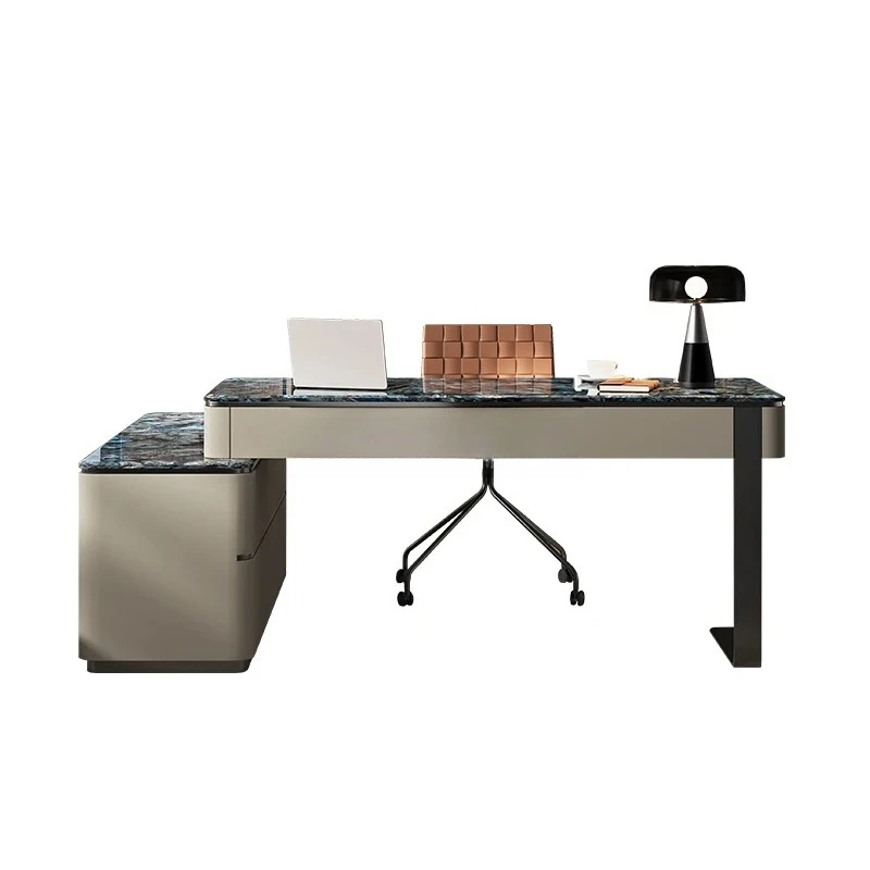 

Italian minimalist marble desk light luxury high-end designer solid wood desk