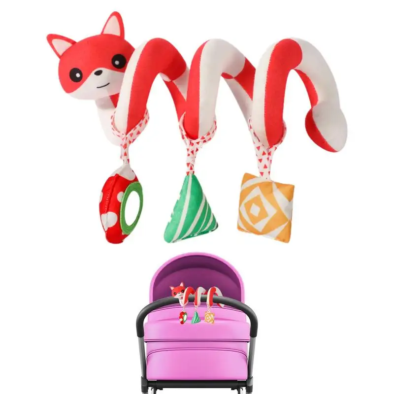 

Babies Stroller Toy Cartoon Spiral Toy With Ringing Bell Stroller Plush Activity Toys Stroller Arch Soft Babies Rattle Toy For