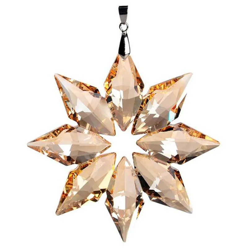 Gorgeous K9 Crystal Snowflake Pendant Fashion Cute Wedding Party Decoration Lady Car Ornament Amulet Clover Window Sun Catcher