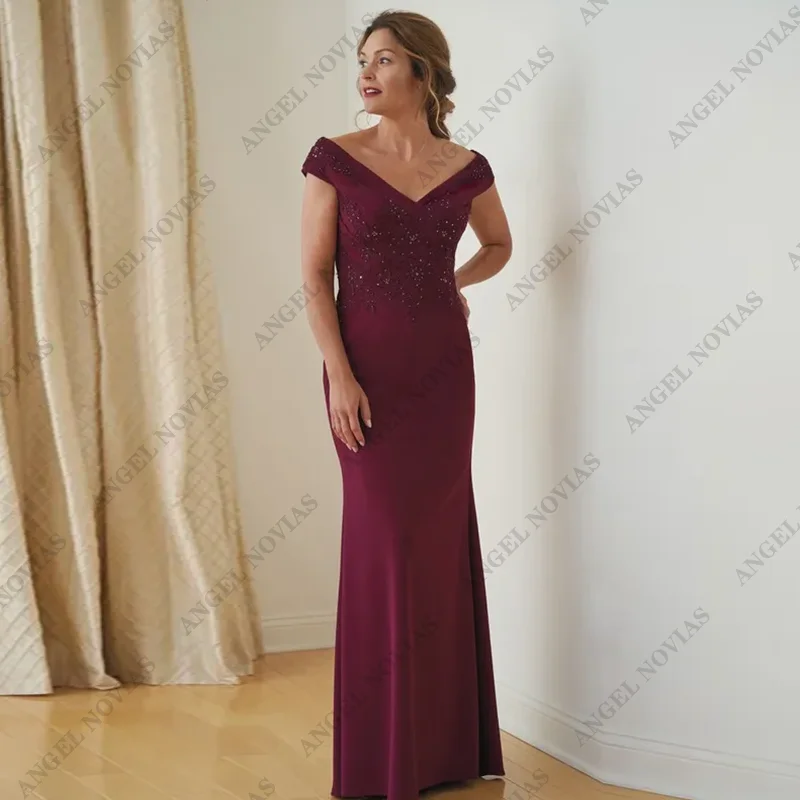 

Customized Long Mermaid Burgundy Satin Mother of the Bride Dress Robes Invitee Mariage Vestido Para Madre De La Novia 2024