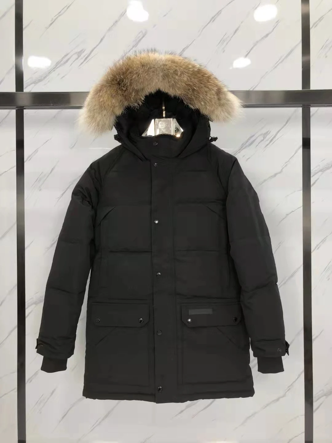 New Wolf Fur Collar Mid-Length Male And Female Lovers Parker Thickened White Duck Down Down Jacket