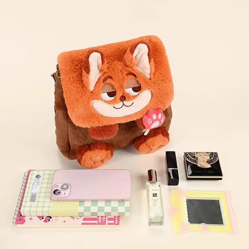MINISO Zootopia Doll Crossbody Bag Cute Cartoon Judy Nick Large Capacity Plush Backpack Commuter Bags Casual Fashion Gifts