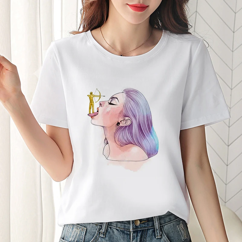 2019 new tees Personality avatar printed T shirt Women hipster T-shirt female Fashion Retro Harajuku white tops T Shirt clothing