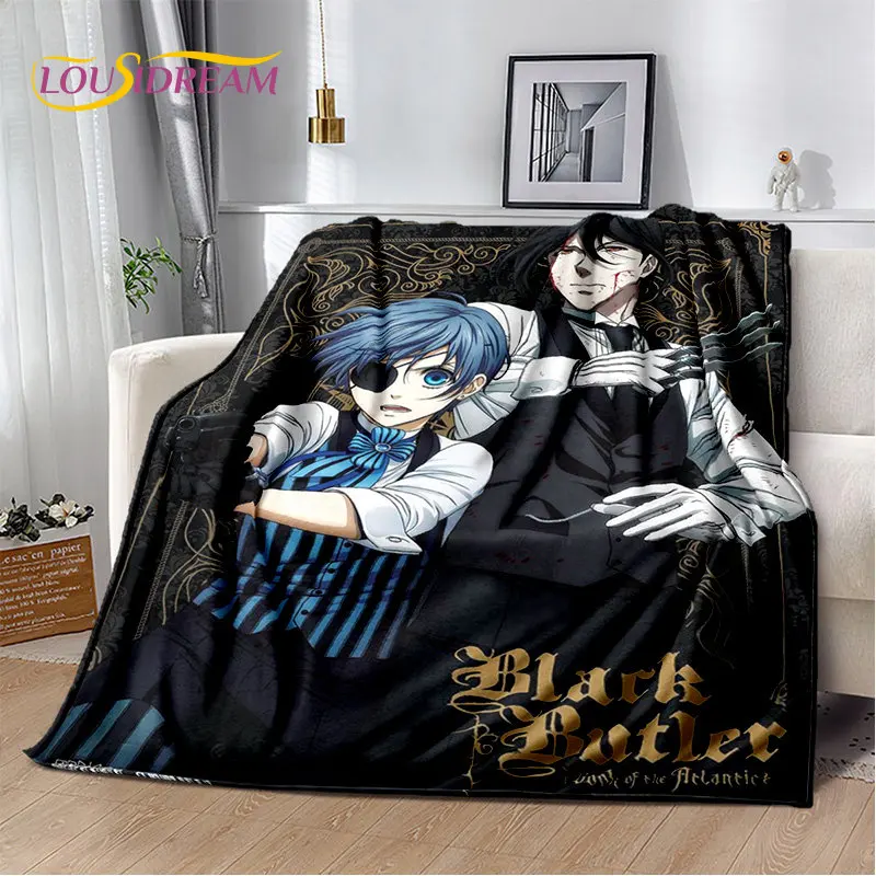 Black Butler  Anime Cartoon Soft Plush Blanket,Flannel Blanket Throw Blanket for Living Room Bedroom Bed Sofa Picnic Cover  Kids