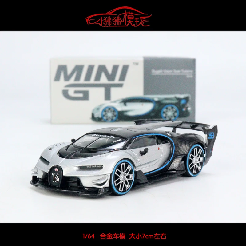 MINI GT 1:64 Bugatti VGT Silver Bugatti Vision Gran Turismo modello di auto, giocattolo per ragazzi, esposizione collezione per adulti, regalo per bambini