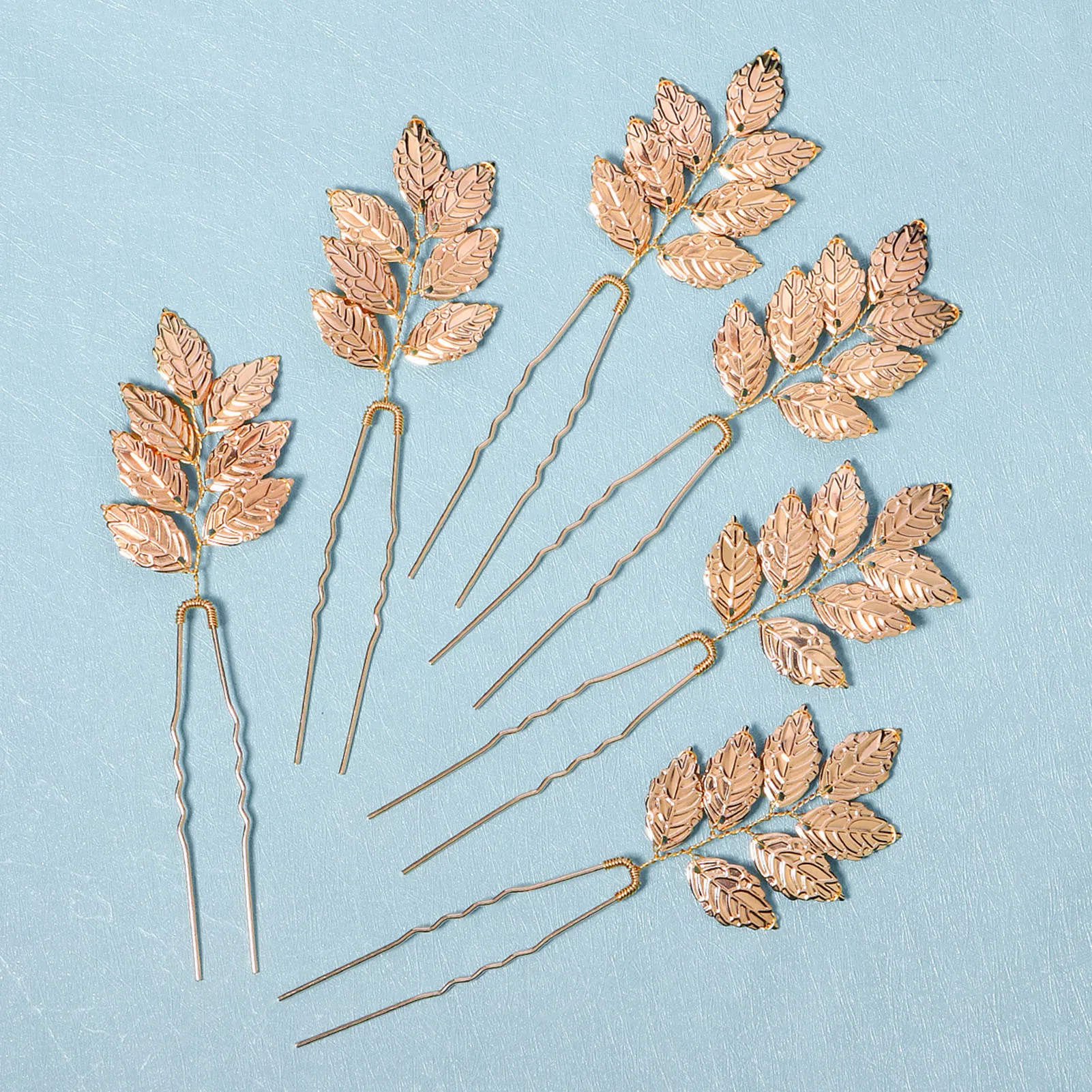

Golden Leaf U-shaped Hairpins 6pcs Handmade Wedding Hair Accessory Party Hair Clip For Woman Hair Styling Making Bride Headwear