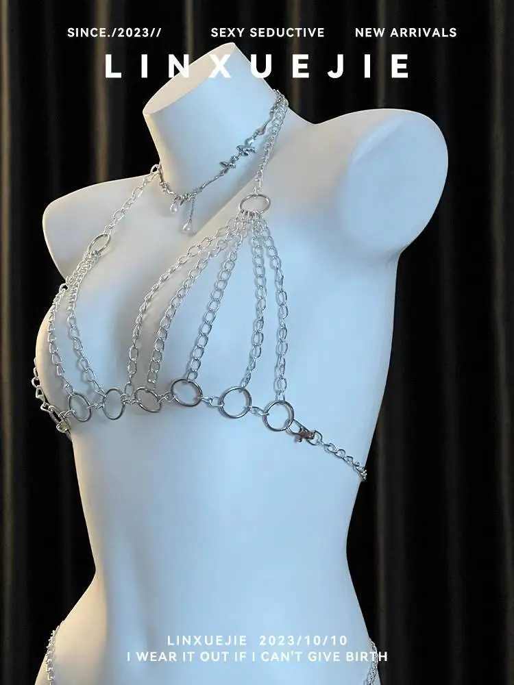 Nuovo stile ragazza piccante costume bikini a catena scavata bikini donna anello in ferro metallo tentazione bikini uniforme costume da bagno sexy da donna