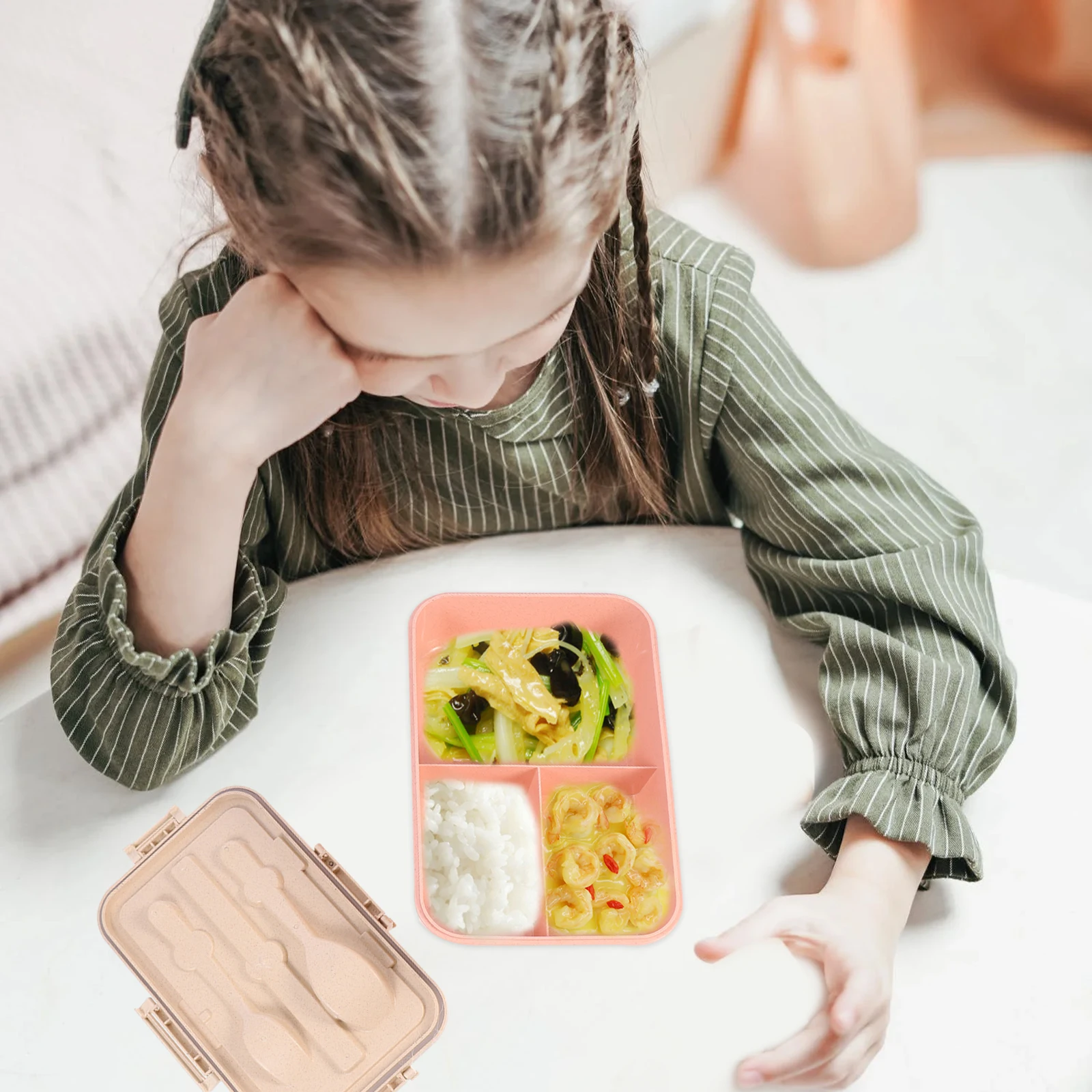 

Compartment Leak-Proof Food Storage Container Divided Sections School Office Lunch Fresh Food Box Reusable