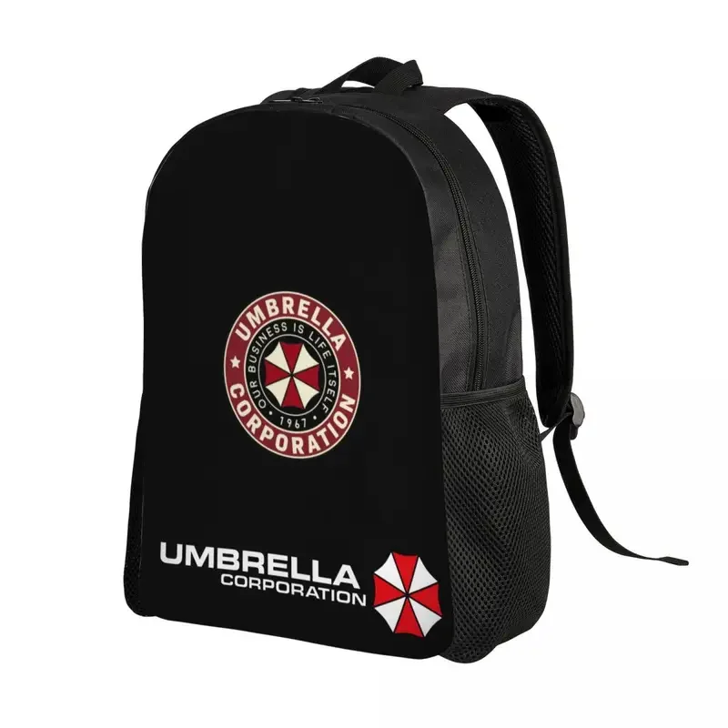 Benutzerdefinierte Umbrella Corporation Rucksäcke für Damen und Herren, Schule, Studenten, Büchertasche, Laptop, rundes Abzeichen, Videospiel-Liebhaber-Taschen