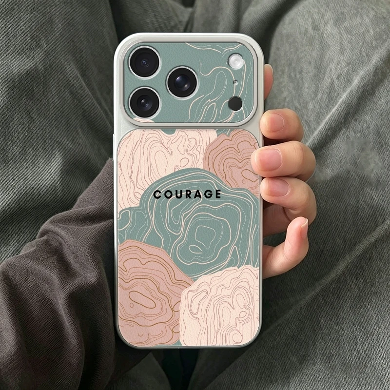 Нейтральный земляной оттенок: современный чехол для iPhone 17, 16, 15, 14, 13, 12, 11 Pro Max, Xs из ТПУ с текстурой искусственной кожи