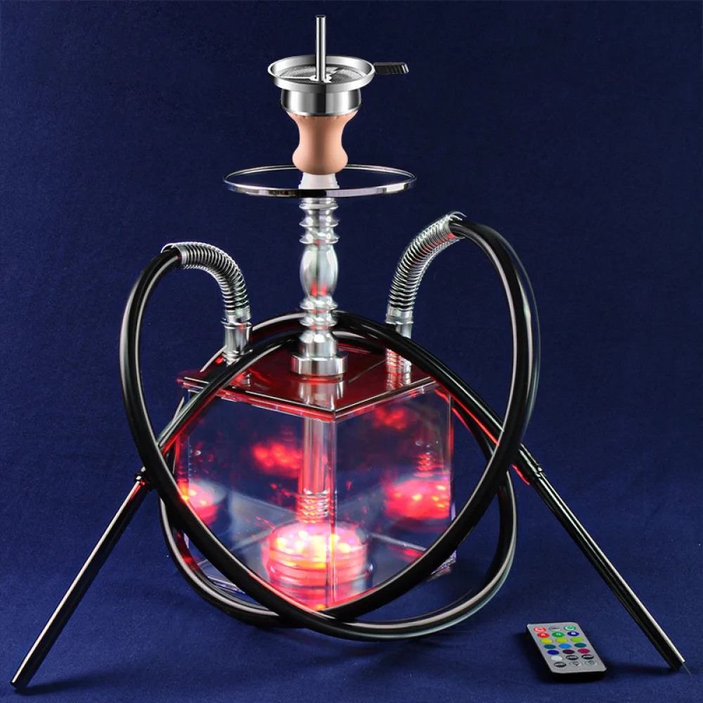 

Doble manguera acrilico Narguile Shisha luz LED pipa Shisa Narguile Completo Cachimba fumar accesorios Nargile Sisha Pipas