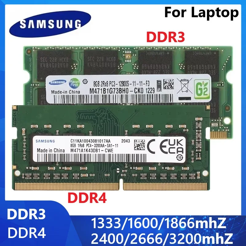 SAMSUNG memoria RAM para ordenador portátil DDR4 DDR3 SODIMM Ram 3200 2666 2400 1866 1600 1333 1066MHz RAM 16GB 8GB 4GB 2GB memoria para ordenador portátil