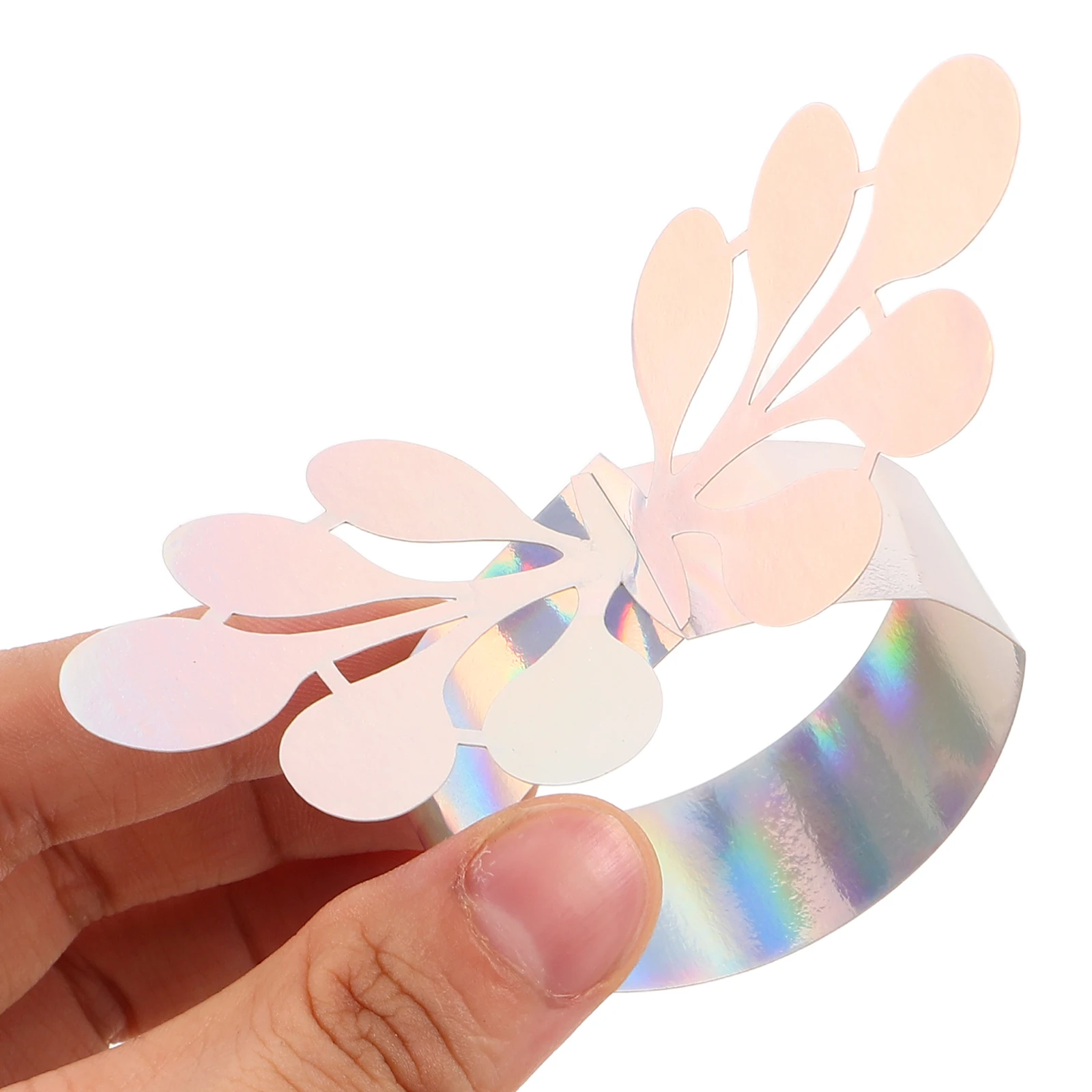 

50Pcs Paper Wedding Napkin Rings Iridescent Floral Design Disposable Napkin Holder Banquet Bridal Shower Party Table Decoration