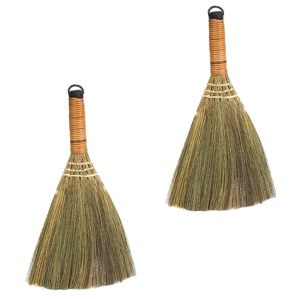 

2pcs Straw Wooden Desktop Cleaning Small Broom Tool Compact Size Furniture Duster Indoor Sweeping House Broom Practical Use