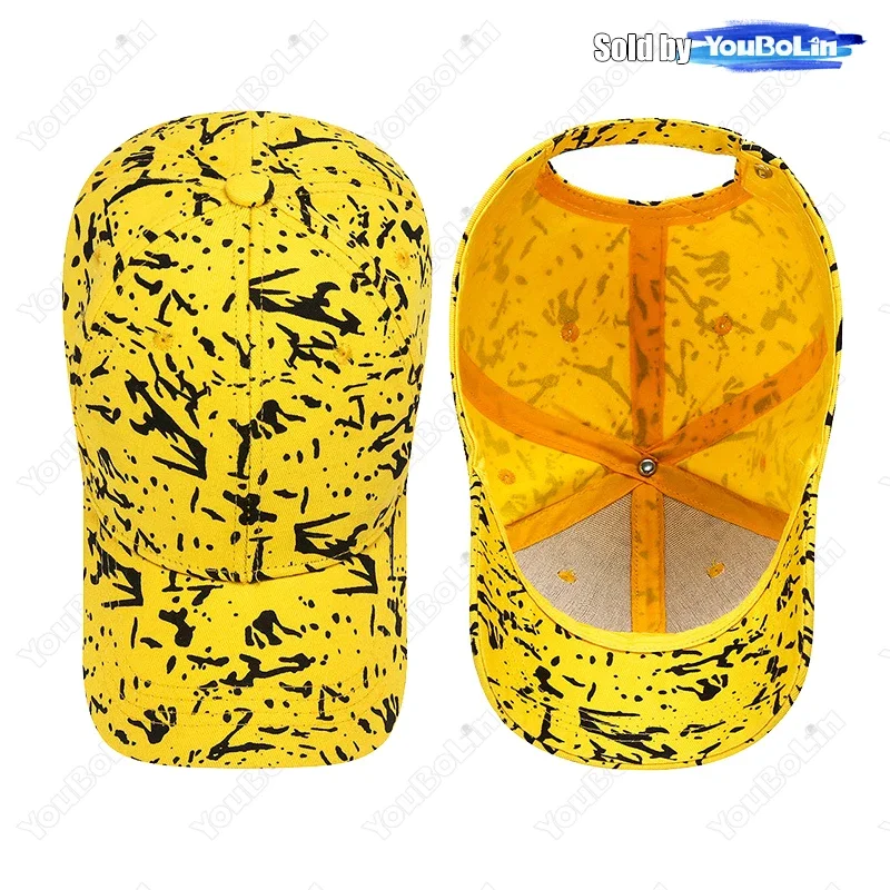 韓国版綿布ペイントドット落書きファッション帽子春と秋の若者学生トレンドサンバイザー野球帽