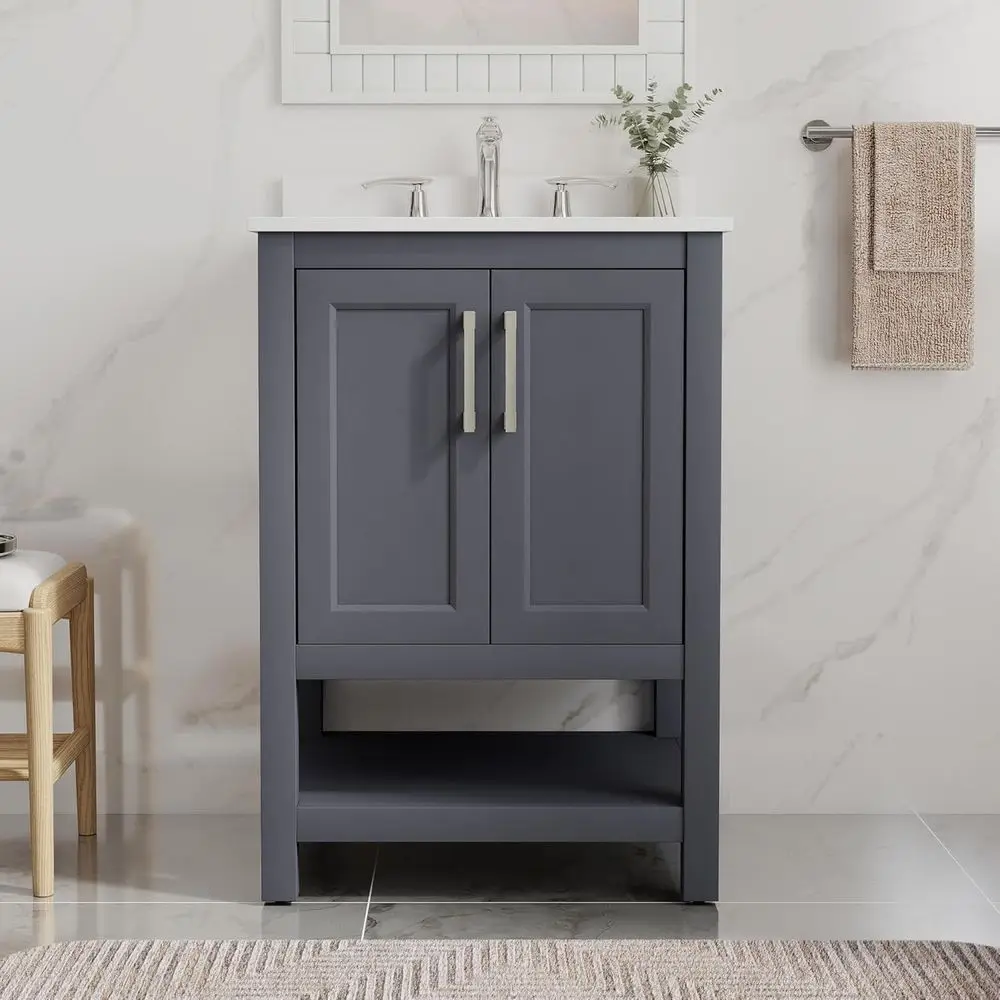 

24 Inch Bathroom Vanity with Sink,Pre-Assembled Cabinet e,reestanding Bathroom Storage Cabinet with 2 Doand Open Storage Shel,k