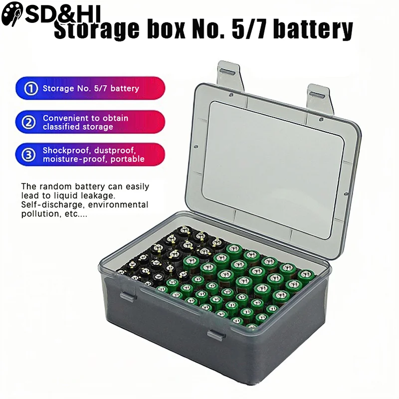 Battery Storage Organizer Holder Holds 54 AA AAA Batteries, Battery Box Case Garage Container,Home Drawer Organization Dispenser