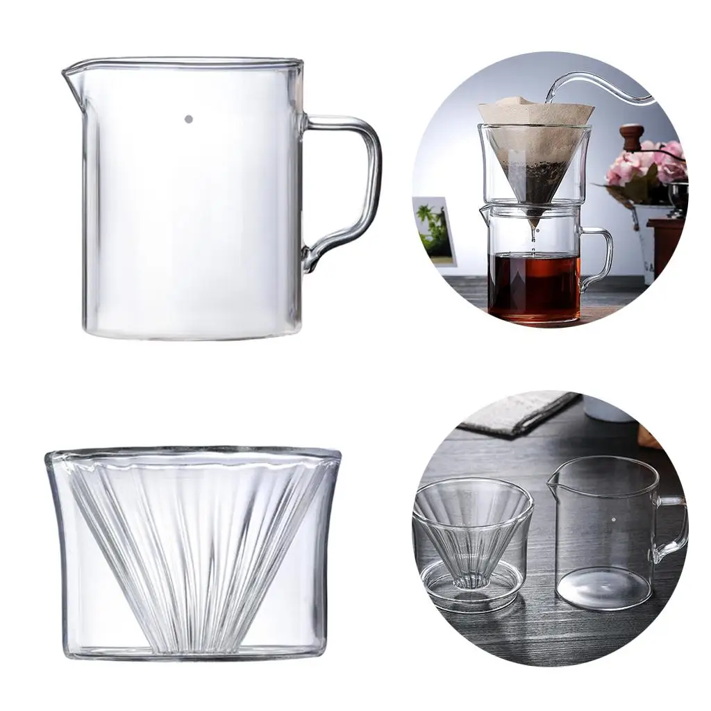 400ml Pour Over Coffee Maker Simple Coffee Filter Glass Dripper Cup Removable Coffee Mug Share Pot High Temperature Resistance
