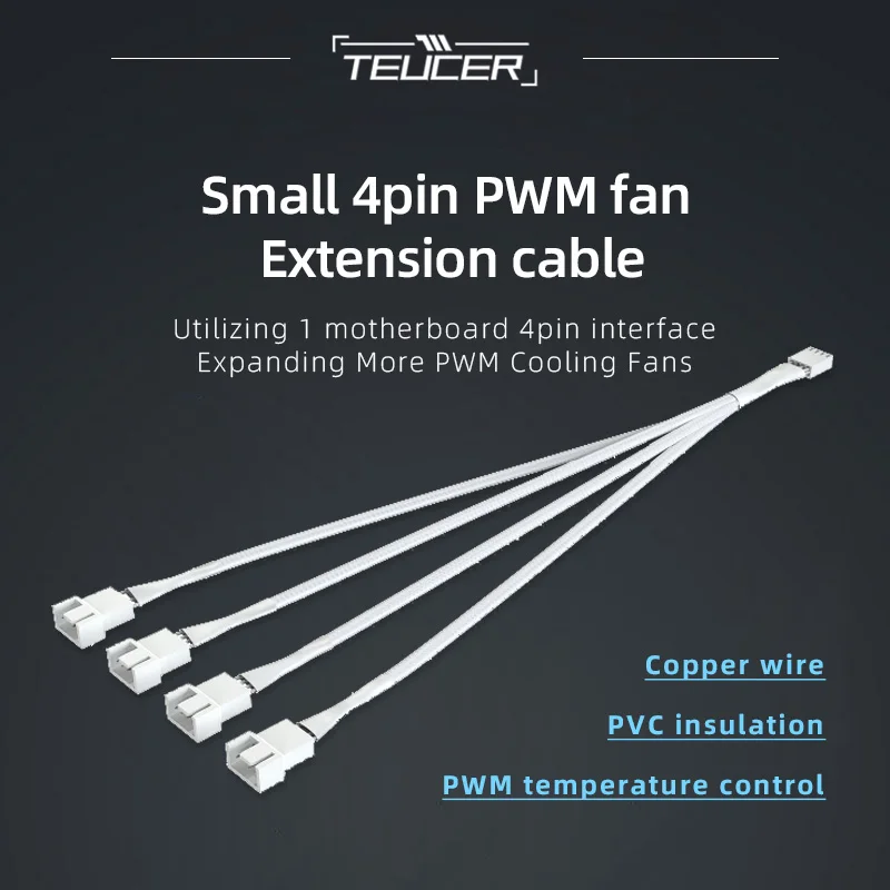 Câble répartiteur de carte mère 1/2/3/4, 4 broches PWM femelle à 3/4 broches, ventilateur CPU, boîtier PC, adaptateur d'extension de ventilateur, câble tressé