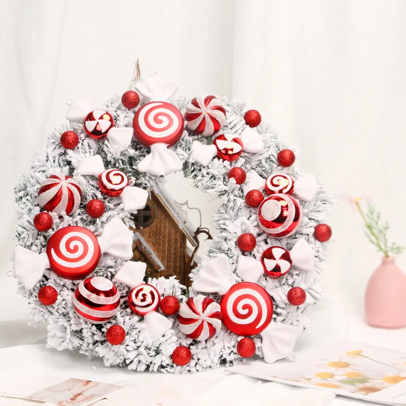 

DD Home Decorations 40CM Simulation Candy Door Hanging Props Christmas Tree Accessories Wreath Snowflake for New Year Holiday