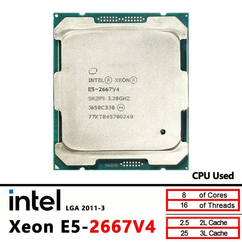 Intel Xeon E5 2667 V4 E5-2667V4 Used 3.2GHz 8-Core 16-Thread CPU Processor L3=25M 135W LGA 2011-3 ﻿
