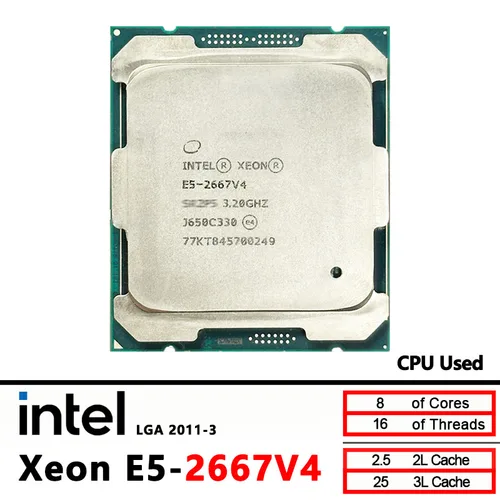 Imagen 1 del producto Intel Xeon E5 2667 V4 E5-2667V4 procesador de CPU usado de 3,2 GHz, 8 núcleos, 16 hilos, L3 = 25M, 135W, LGA 2011-3 