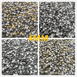 Borchie rotonde in metallo 4MM Flatback Hot-Fix metallo AA Nailhead 144 pezzi/lottp colla su accessori per unghie decorazione Glitter