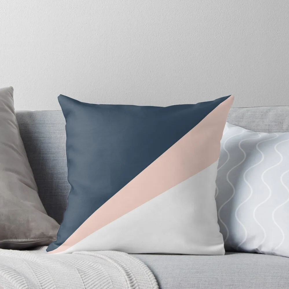 

Elegant blush pink & navy blue geometric triangles Throw Pillow christmas cushions covers covers for pillows pillow