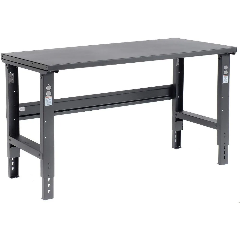 

Adjustable Height Workbench C-Channel Leg, 60" W x 30" D, 1-3/4" Steel Square Edge, Black