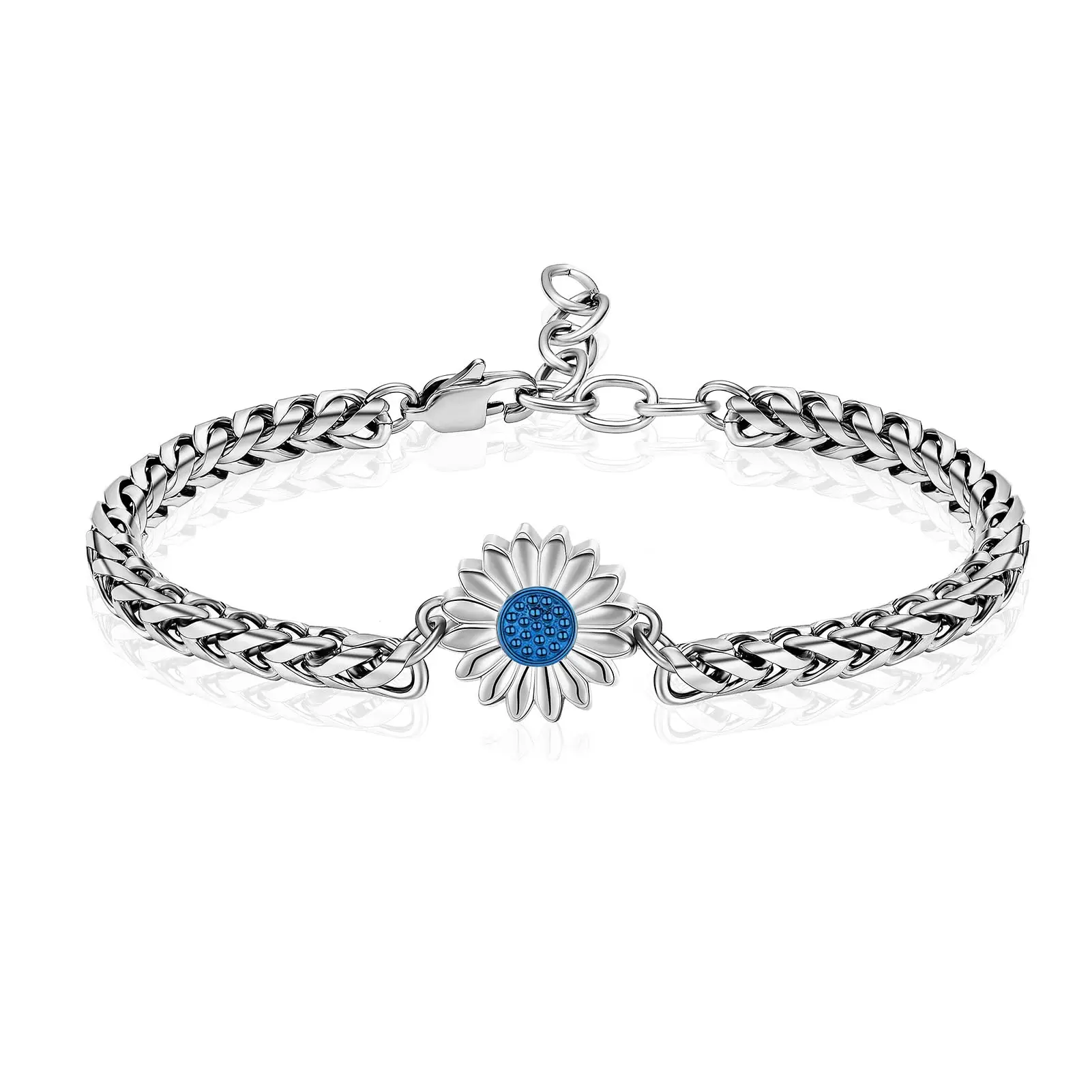 Joyería de cremación, pulsera de urna de girasol para ceniza, pulsera con medallón colgante de recuerdo de cremación ajustable de acero inoxidable para mujer
