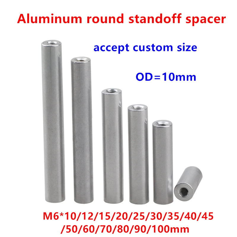 

10pcs M6 OD=10mm Aluminum standoff spacer CNC machine aluminum column standoffs rods for DIY PFV support pillars