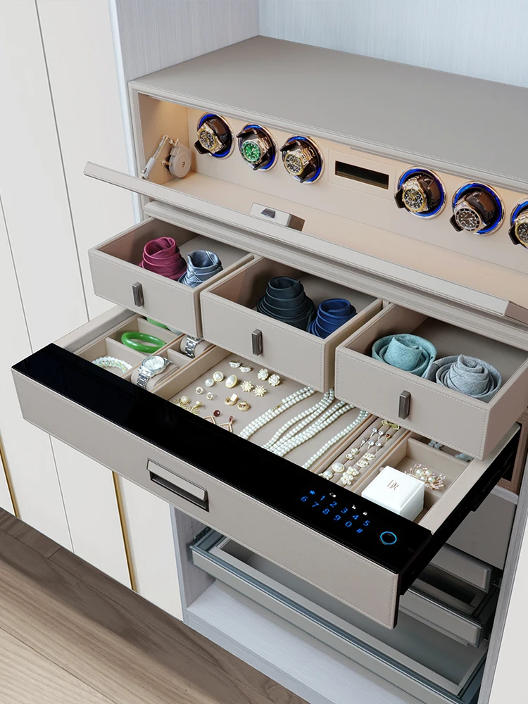 

Password Drawer Drawer Safe In Wardrobe Home Safe Watch Shaker Anti-theft Hidden High-end Leather Jewelry Watch Office Bedroom