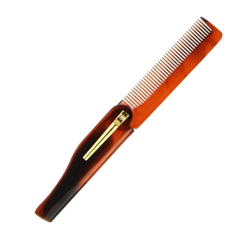 Newly Three Color Options Designed Foldable Hair Comb Pocket Clip Hair Beard Hair Comb Portable Travel Small Comb