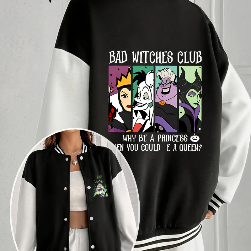 

Женская бейсбольная куртка с принтом Disney Classic Villain, осень/зима, новая модная мужская и женская уличная одежда в стиле ретро