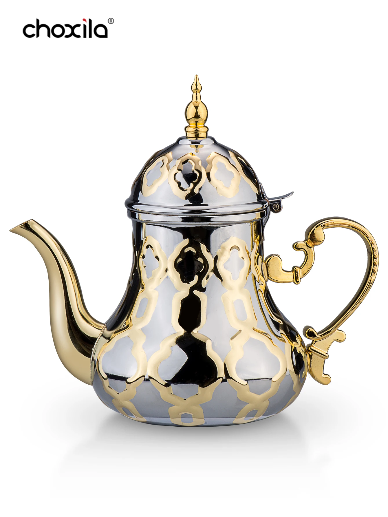 36OZ Arabic Style Stainless Steel Teapot - Traditional Religious Style Tea Kettle Coffee Pot - for Arabic Coffee Premium Qahwa