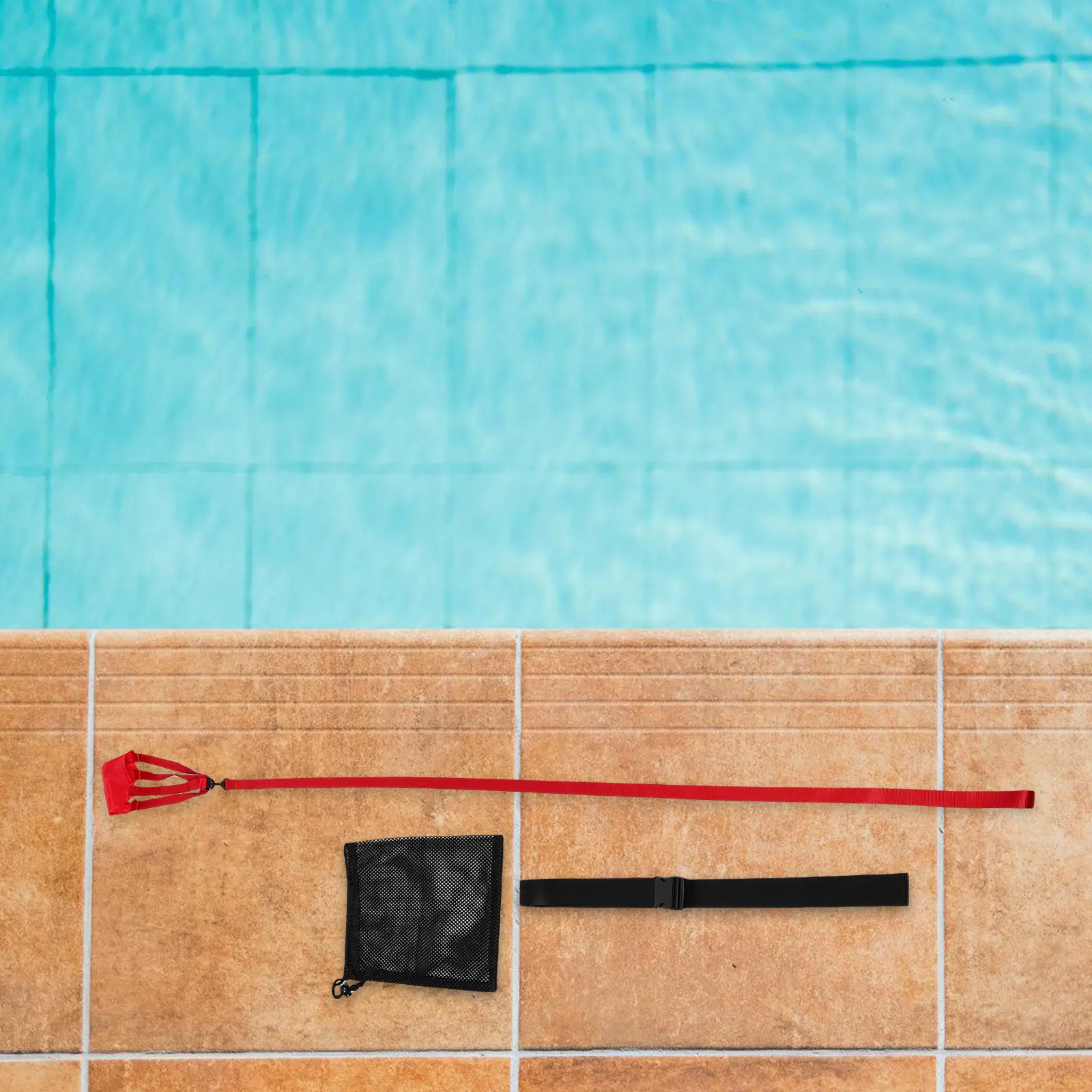 

Комплект для плавания: парашют сопротивления красный 20 см для тренировок на скорость и выносливость в бассейне, оборудование для плавания