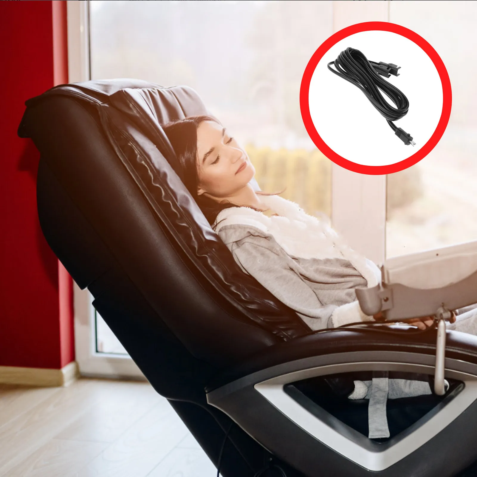 

Recliner Power Cord Replacement 2-Pin Extension Cable for Massage Chairs Sofa Recliners Lounge Chairs Car Seats Home Office Use