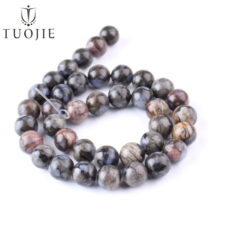 

Natural Stone Glaucophane Beads Round Loose Spacer Bead for Jewelry Making DIY Bracelets Necklaces Accessories Strand 15"